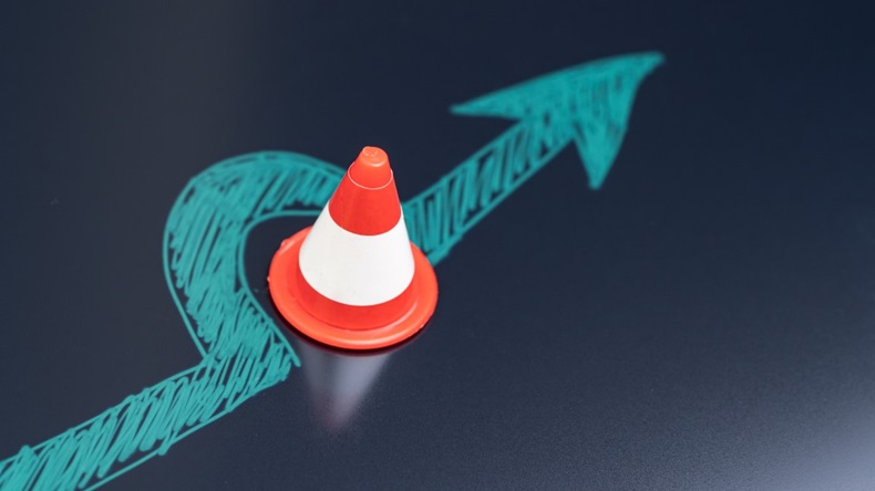 Traffic cone and arrow 